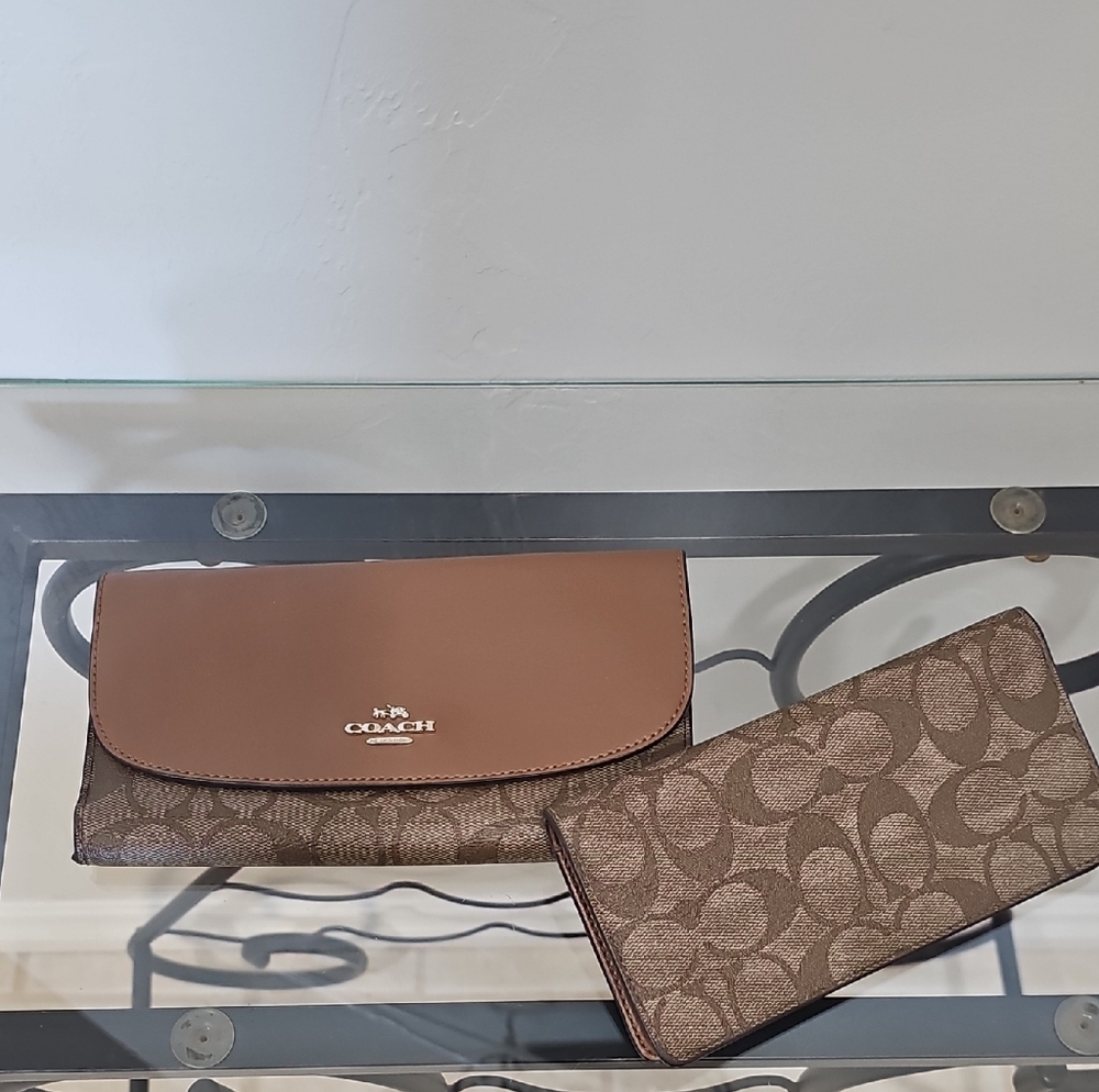 Coach Brown and Tan Signature Wallet